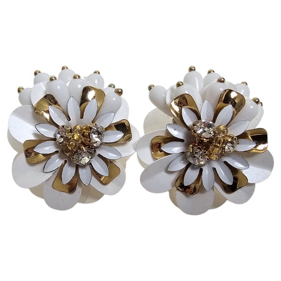kate spade Jewelry - Kate Spade Floral White Gold Rhinestone Beaded Post Earrings